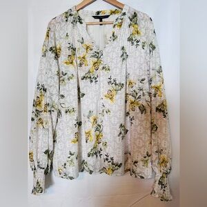 White House Black Market Long Sleeve Button Front Blouse Size XL